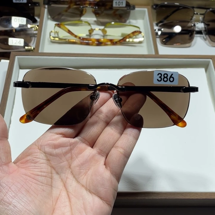 无框茶水晶 眼镜方圆款 386