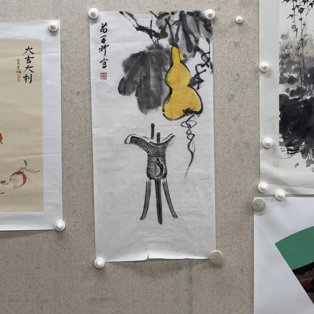 国画苗再新 福禄 竖幅