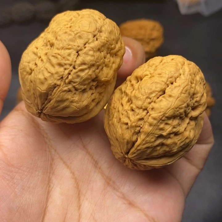 文玩核桃把件43尺脑纹金蟾