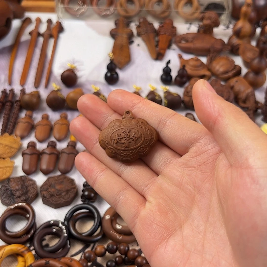 木枣木颜色深平安锁包邮