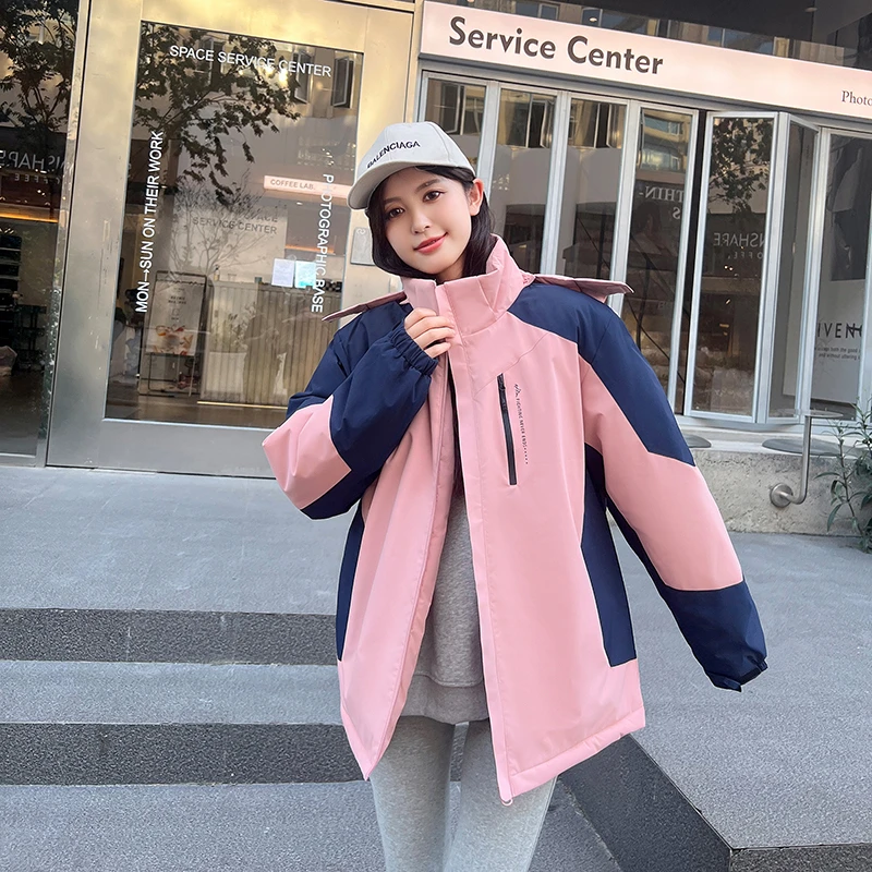 2024情侣加厚黑金棉服男女同款连帽保暖外套