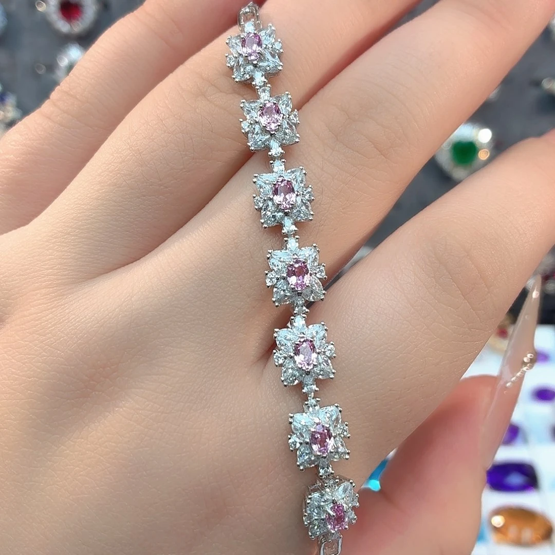 925银培育帕帕拉恰色粉蓝宝