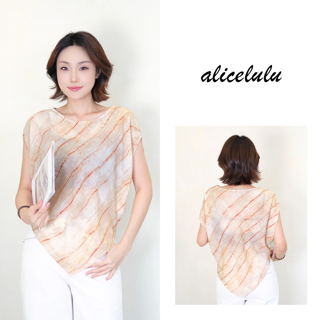 2alicelulu夏季新款条纹衬衫上衣收腰显瘦气质时尚S2143540E