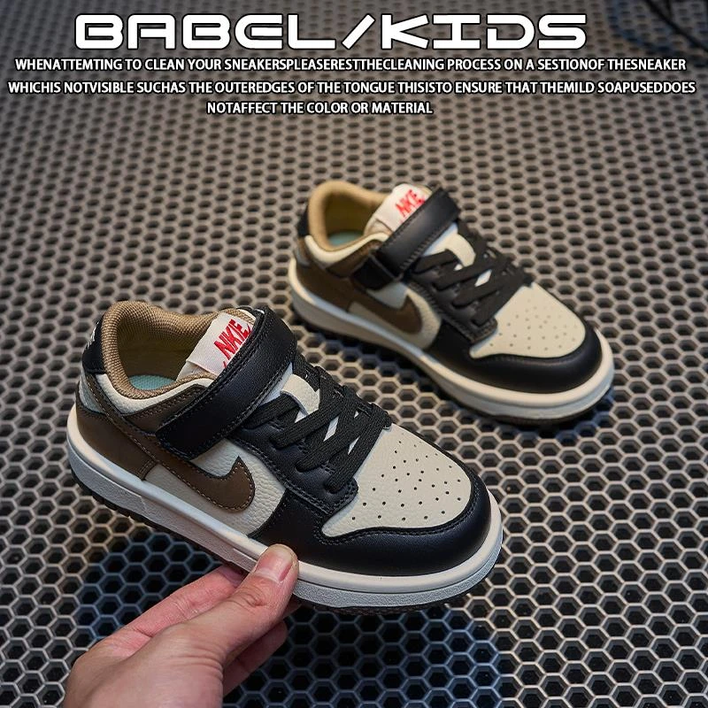 潮AJ男童板鞋低帮真皮2025春夏新款透气儿童运动鞋软底女童休闲鞋