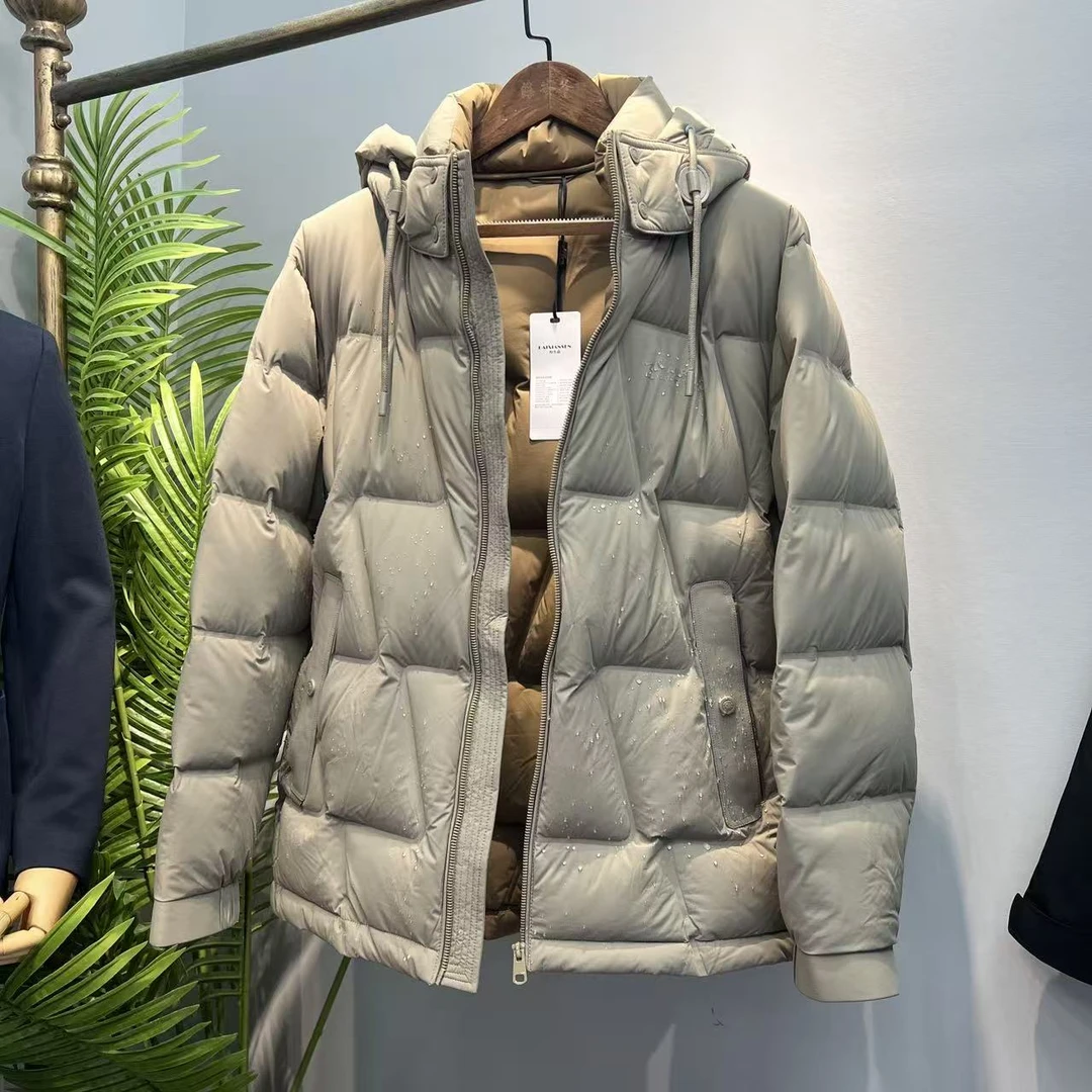 90鹅绒可拆连帽简约分仓防跑绒外套秋冬厚实羽绒服男 Y5T2255