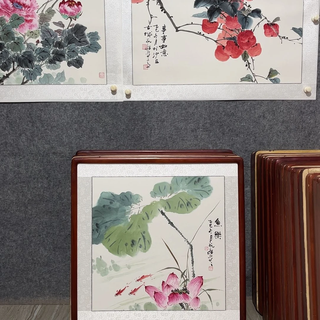 国画书画作品带框63×63