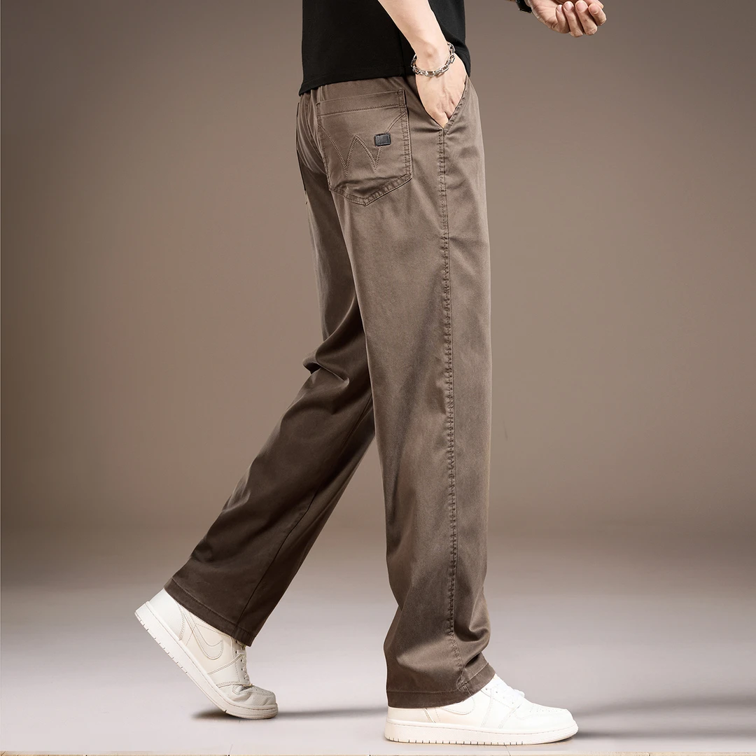 莱赛尔天丝休闲牛仔裤男士夏季薄款宽松直筒弹力百搭长裤子男