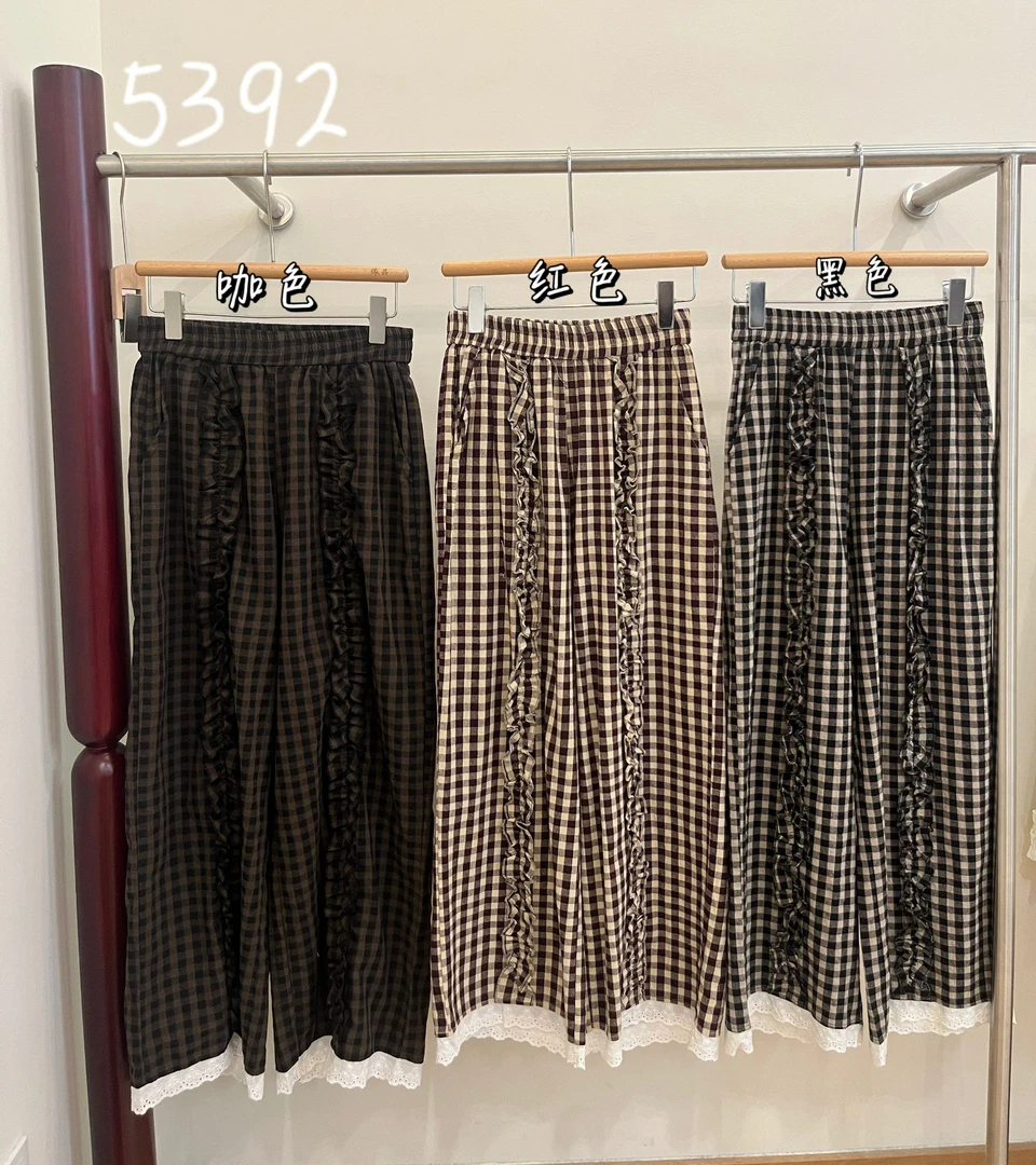 WE （5392）时尚百搭格子长裤kc