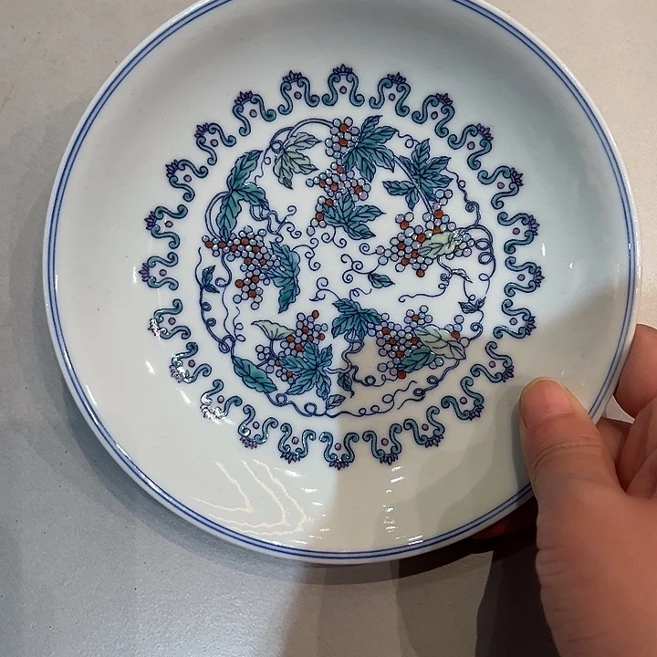 原矿老派斗彩葡萄壶承