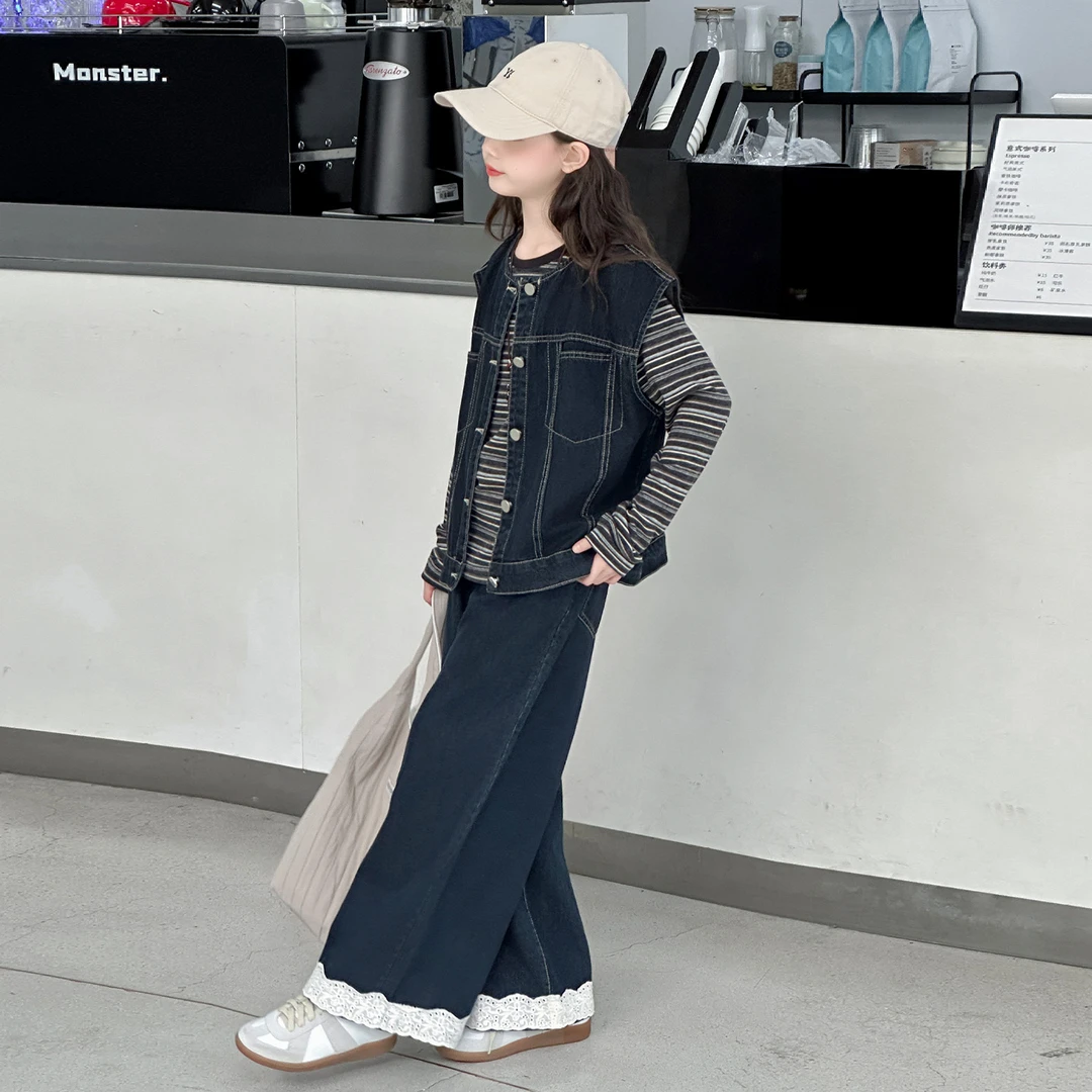 简约潮牌店铺儿童服装2025年新款衣服女童装秋装套装6-12岁高级感