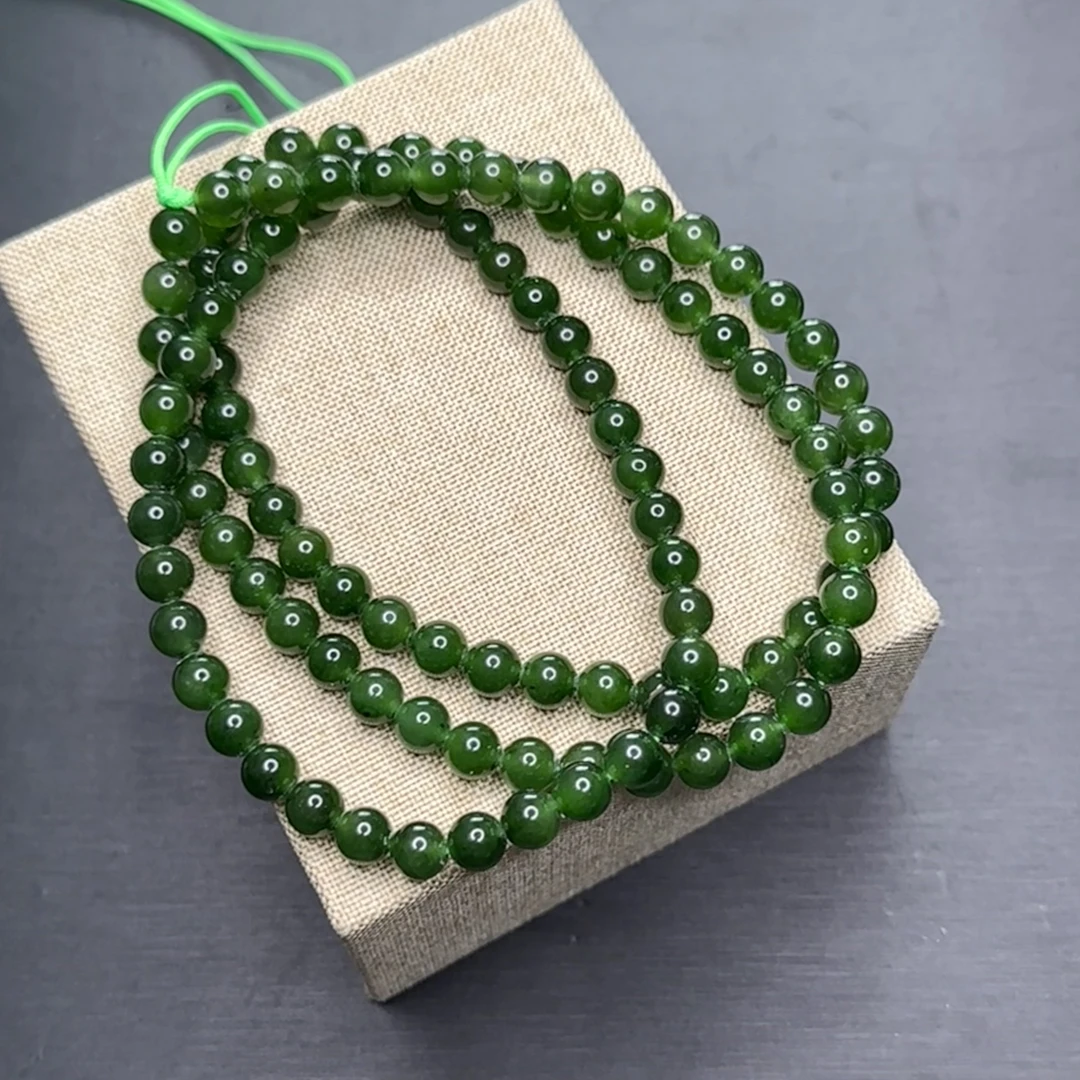 【玉珍缘】和田碧玉老料颈饰6mm珠串108颗未镶嵌
