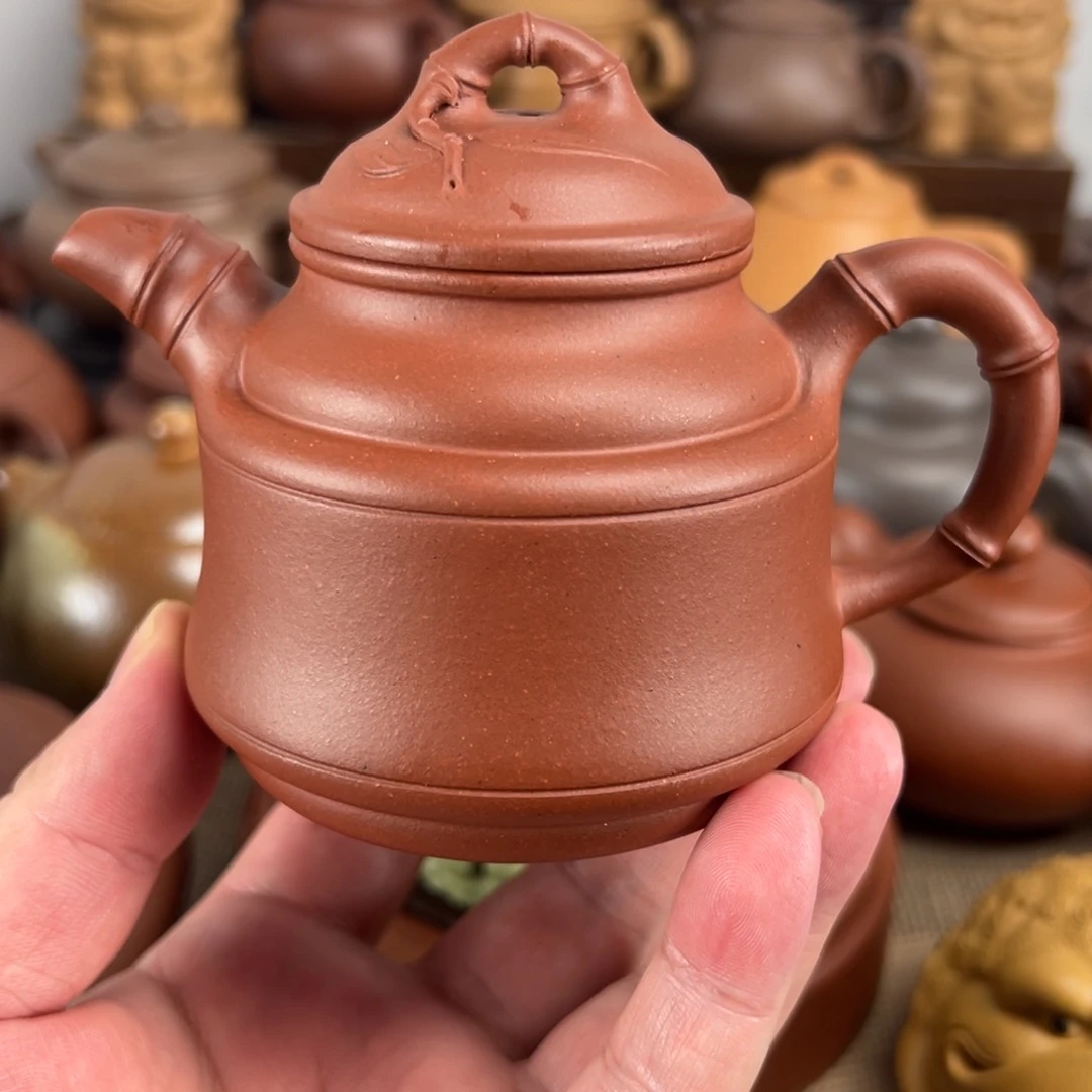 茶壶紫砂一****鱼竹鼎红皮龙