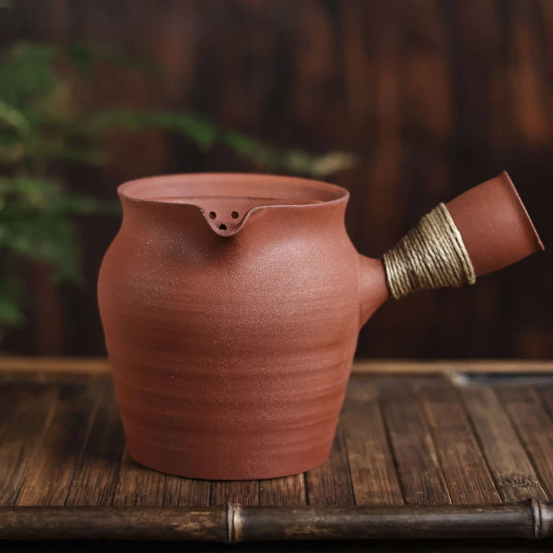 【遇见】红陶泥-灰念-藤编陶泥罐罐壶-400CC（灰念0264）