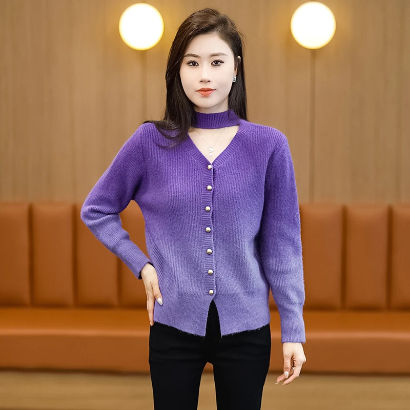 时尚洋气渐变色上衣纯色裤子套装女秋季新款气质减龄洋气两件套潮