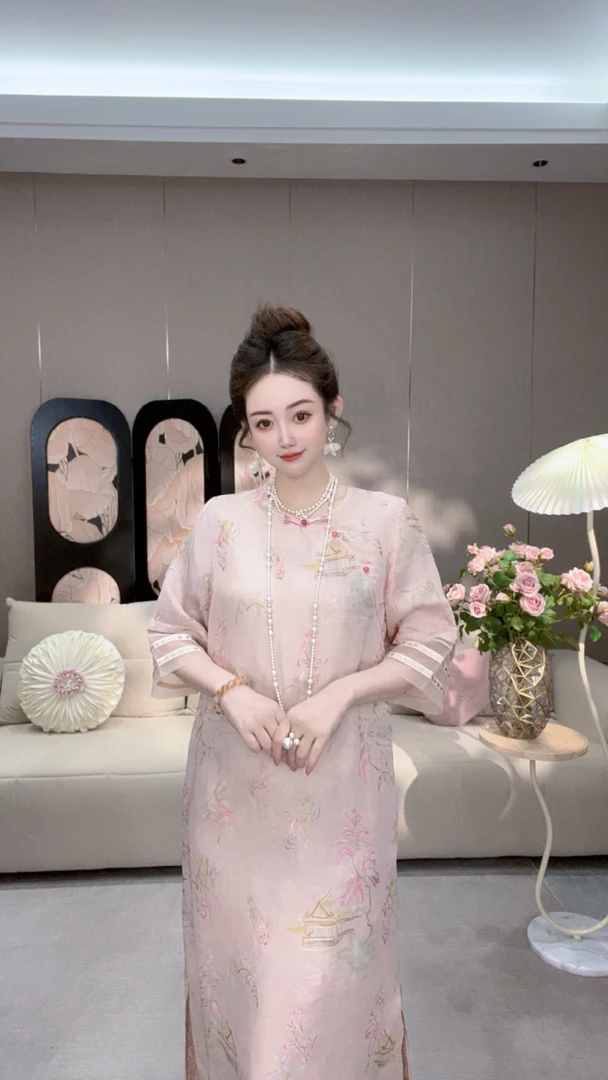 佳佳《亭台楼阁》新款老料气质连衣裙