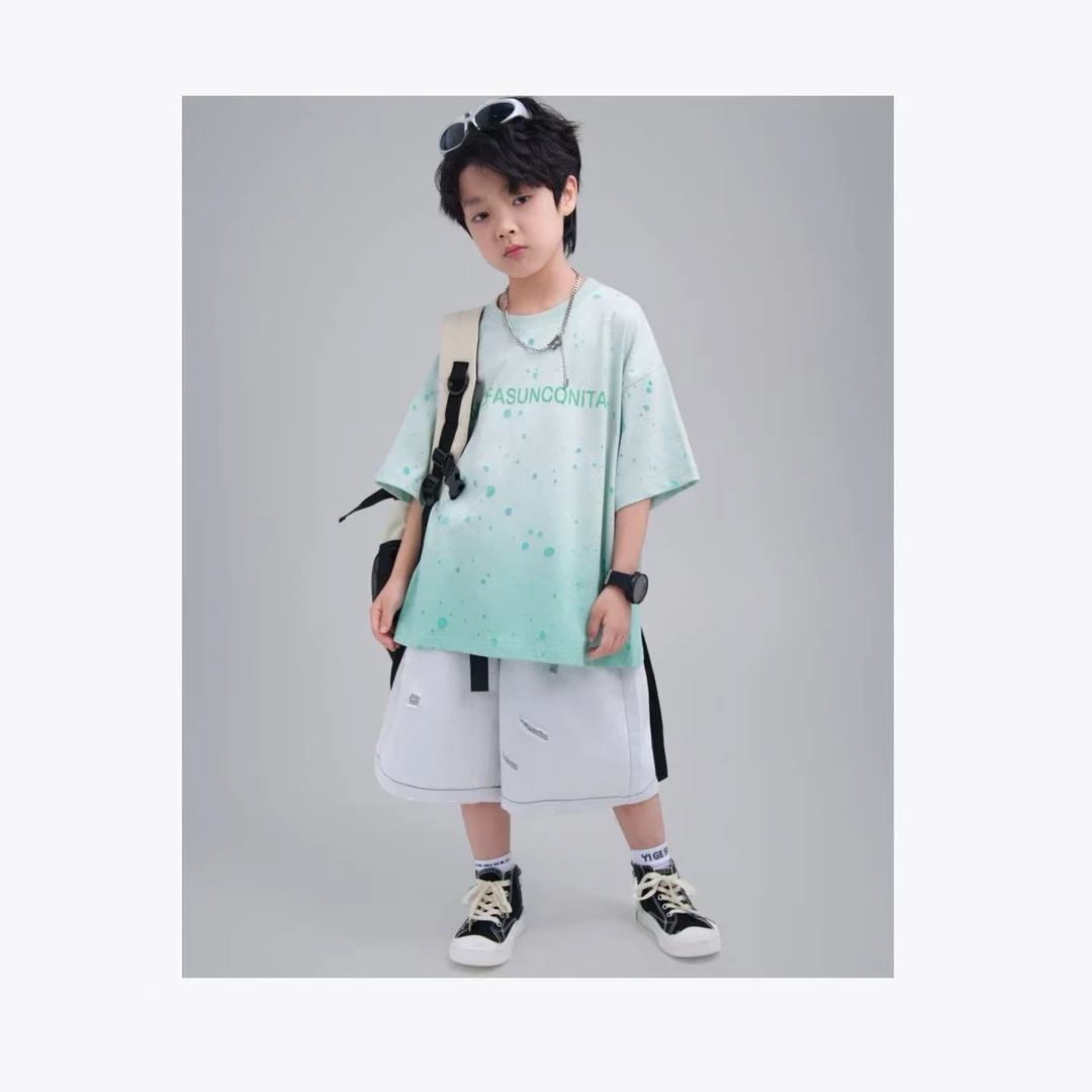 【年中清货】T恤扎染中大童男童短袖百搭韩版短袖舒适棉T恤YG6862