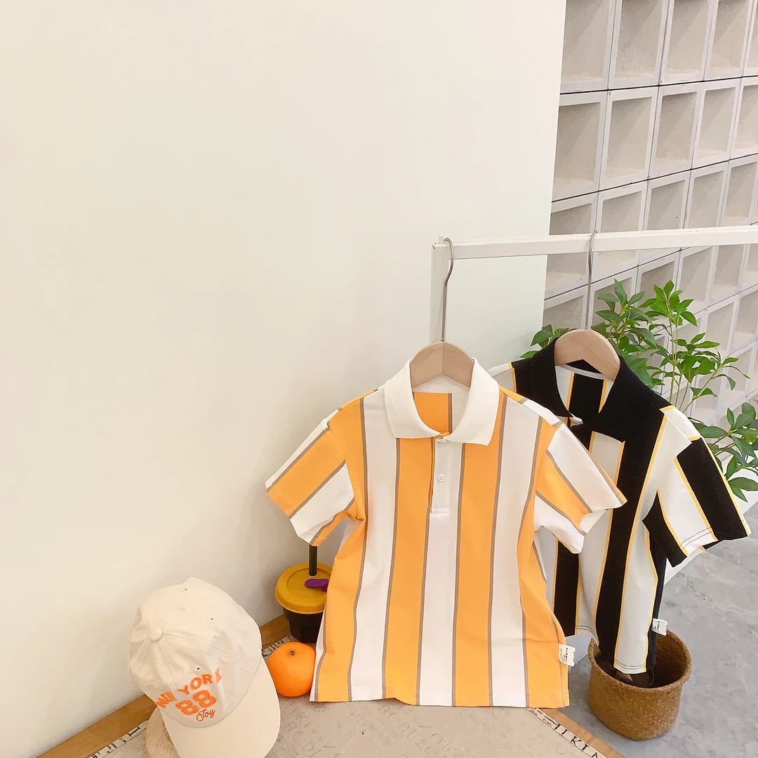 【安蒂宝贝】夏季新款POLO领条纹T恤   男童休闲上衣206069