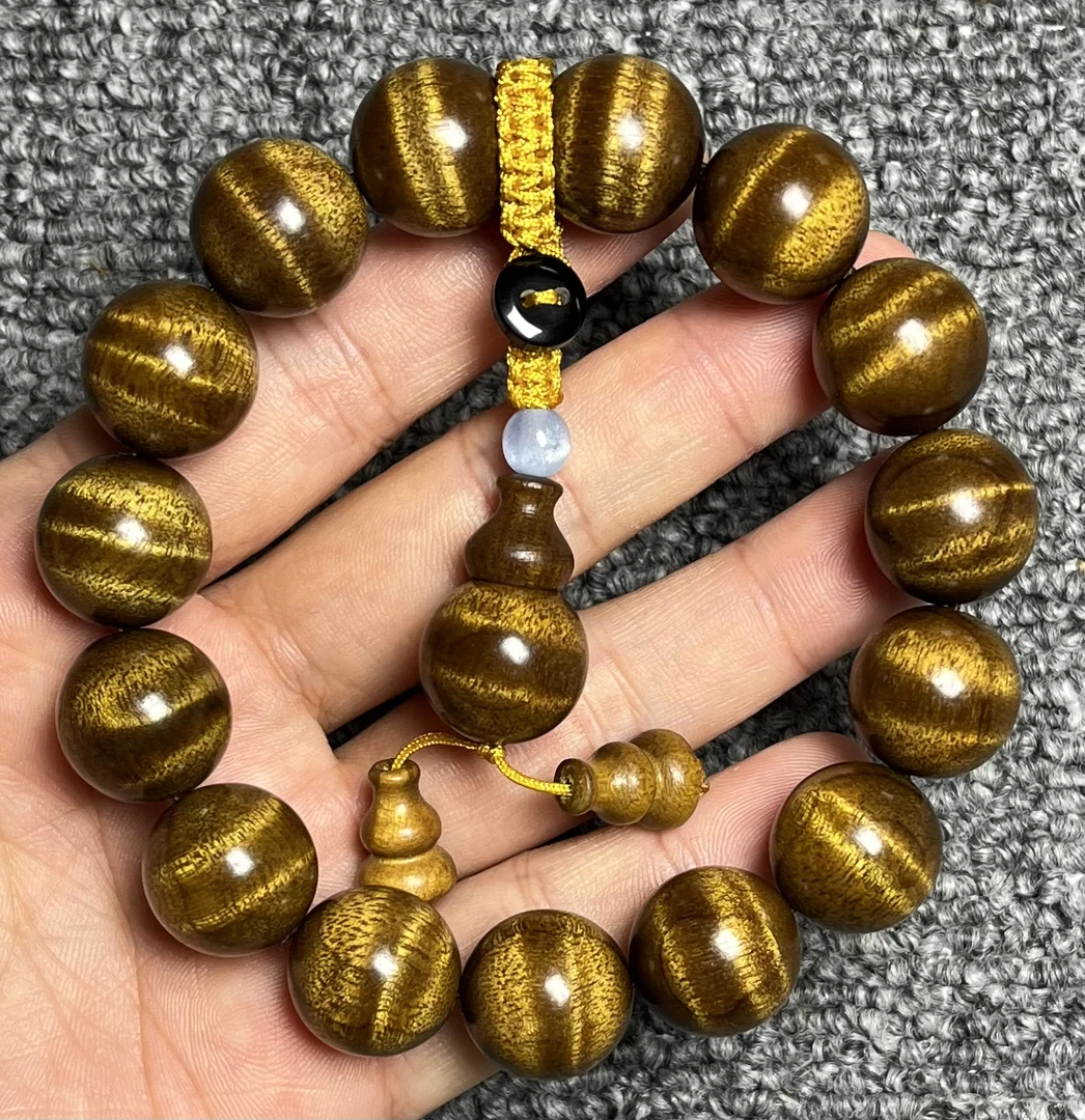 金丝楠黑金老料1.5立体西瓜波手串