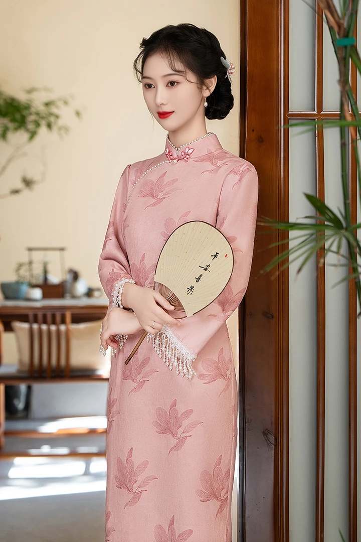 「115」赢夫人2025麂皮绒旗袍常新中式显瘦人丝新中国风