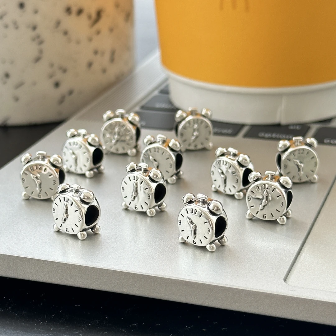 吊坠925银 原创设计简约百搭气质女闹钟串珠吊坠 3783