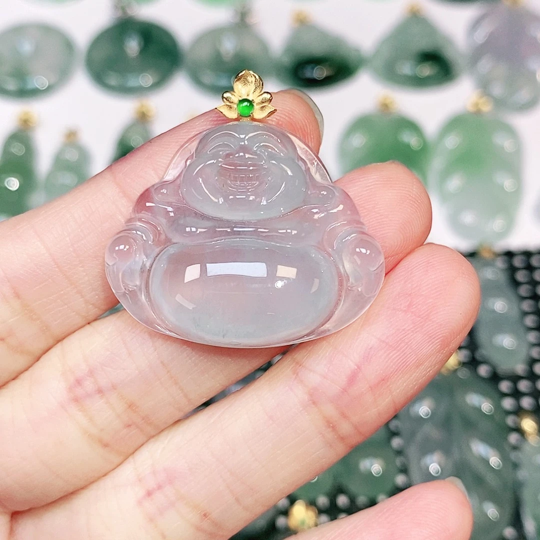吊坠(不含链)18K金镶嵌翡翠