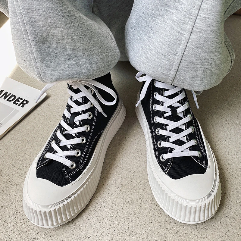 8831高帮帆布鞋休闲饼干鞋松糕厚底增高时尚百搭小众潮流学生韩版