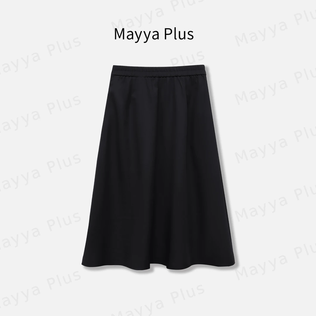 【伦敦秀场】Mayya Plus麦芽定制松紧腰黑色气质半身裙裙子32528176