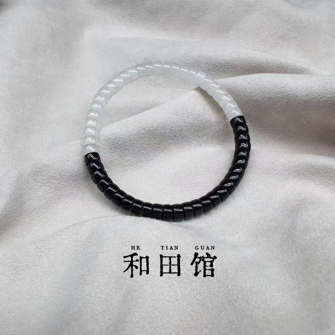 【和田馆】SC21和田玉塔青白玉手串单珠6X3mm