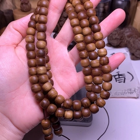 檀香木手串/手链檀香黑肉8/9/108横纹虎皮满纹沉