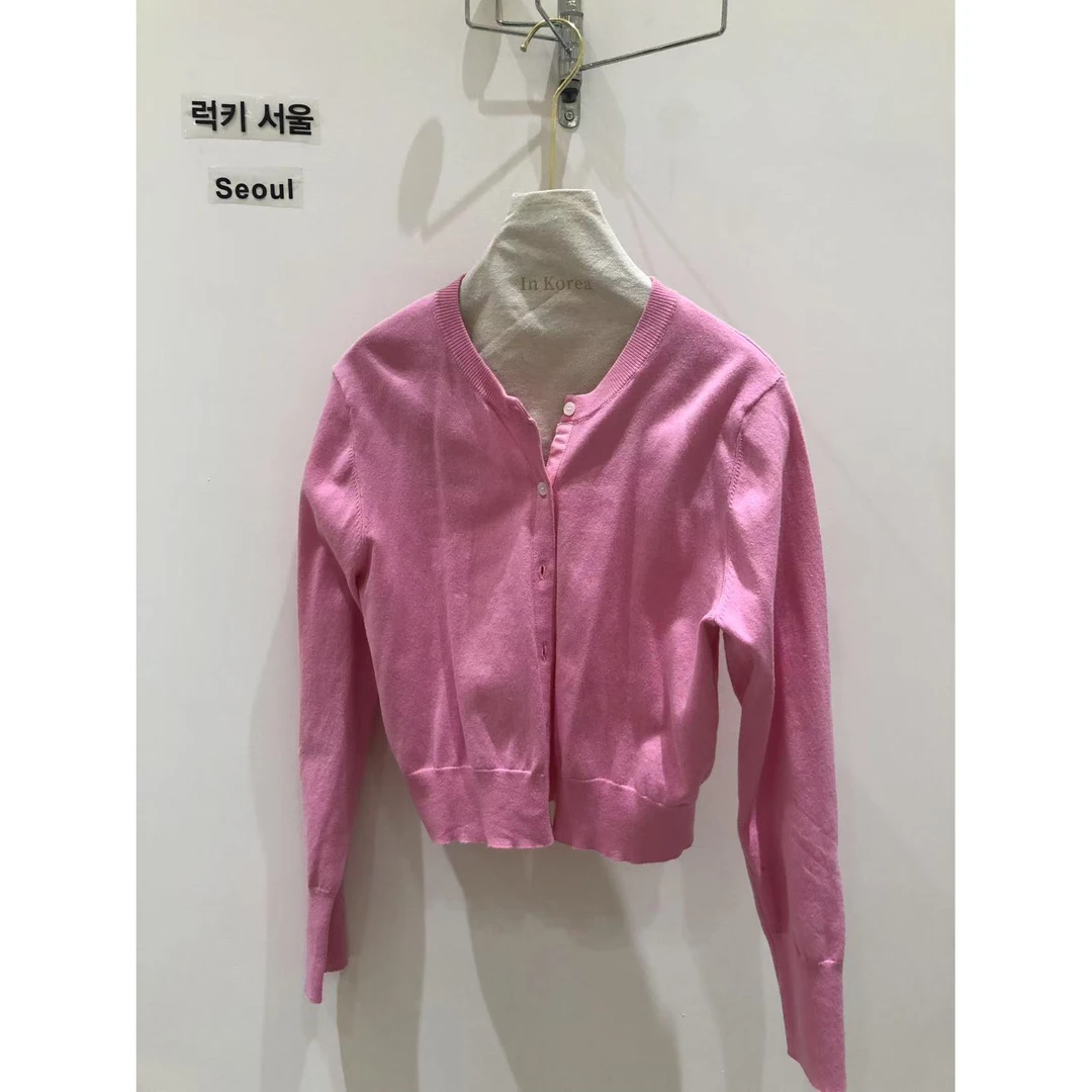 路一.韩国 Seoulluckying 樱花粉 针织开衫上衣 DP20250127102