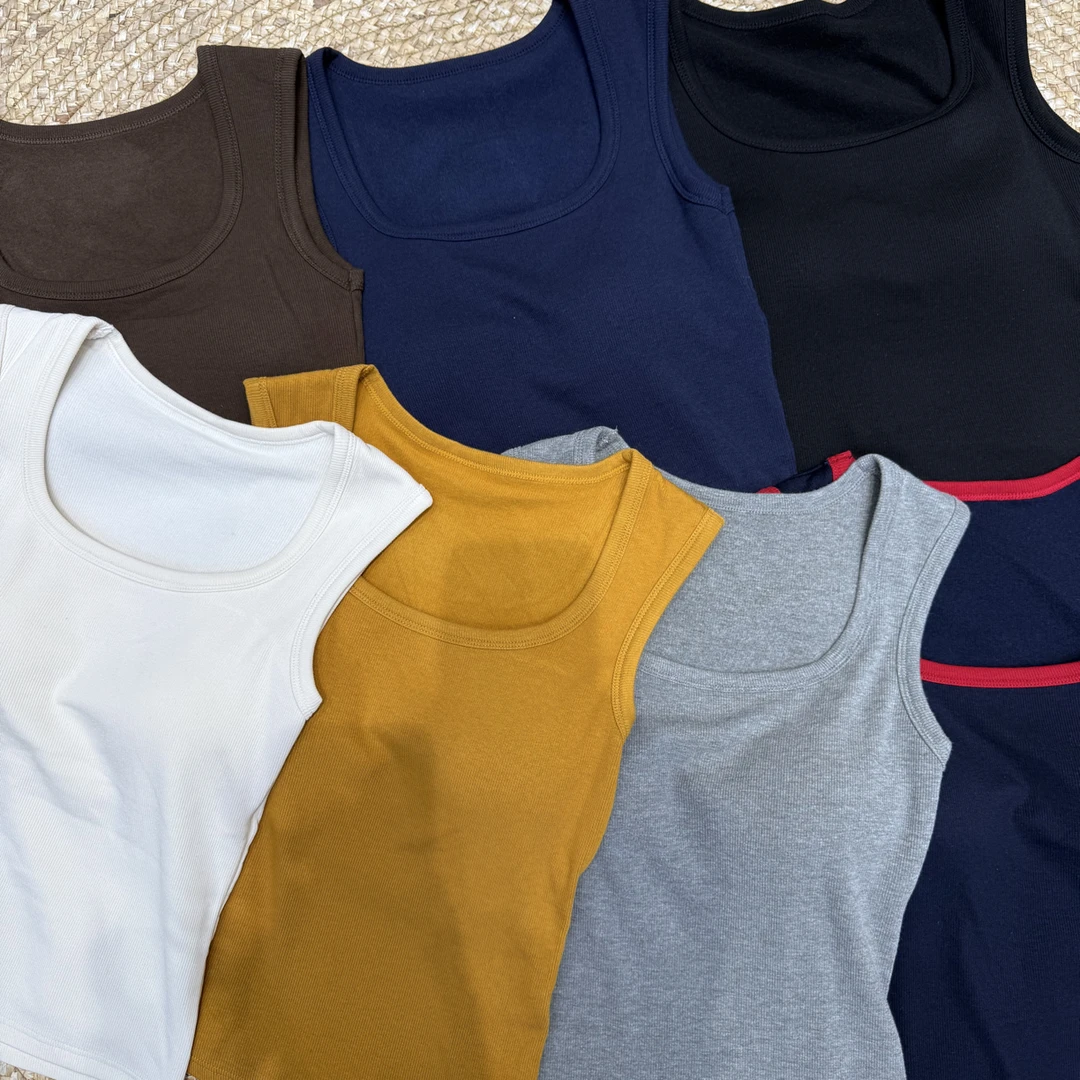 【李明】秋冬款“螺纹棉磨毛背心”一体杯内搭外穿