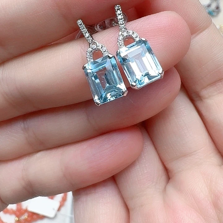 托帕石耳饰银S925镶嵌耳钉622