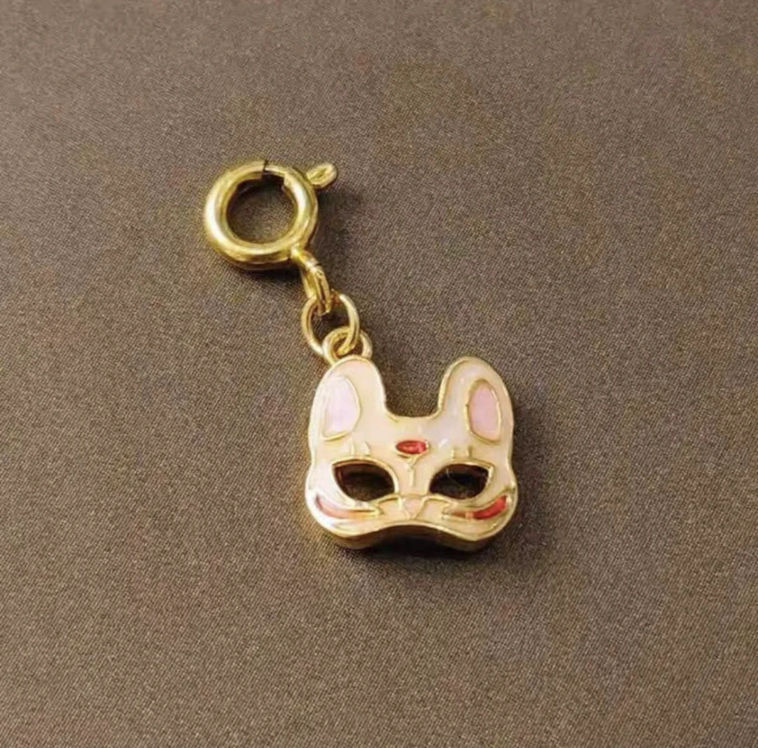 【质检发货】18k金古法烧蓝狐狸面具万能扣弹簧扣小滴溜（多样性）