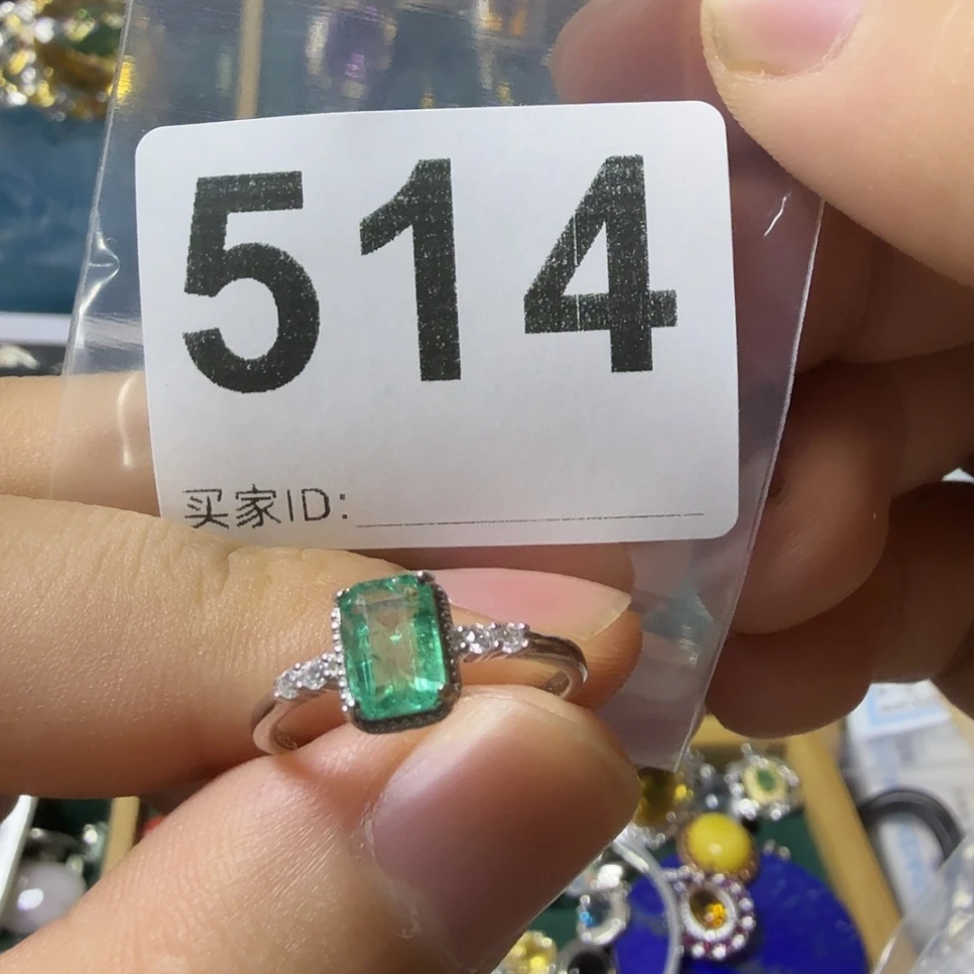 糖***多祖母绿戒指银S925镶嵌