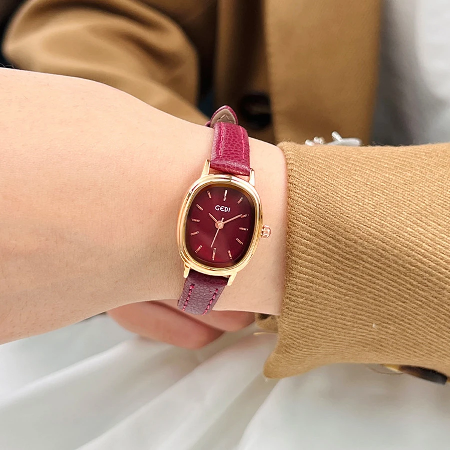 安可拉红小方糖手表女士复古简约轻奢小巧精致石英腕表女款防水表