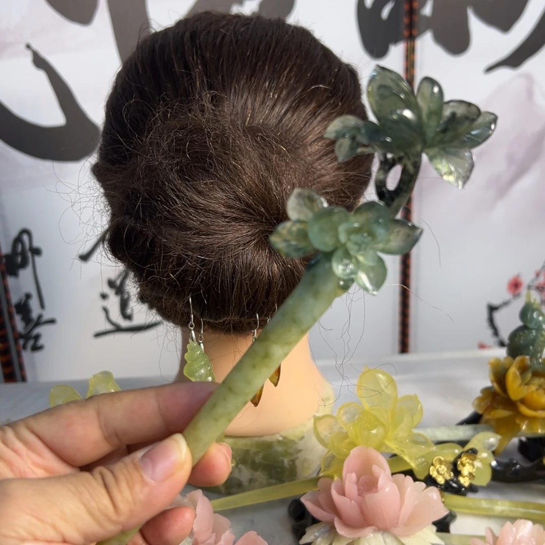 定制蛇纹石玉毛货发饰