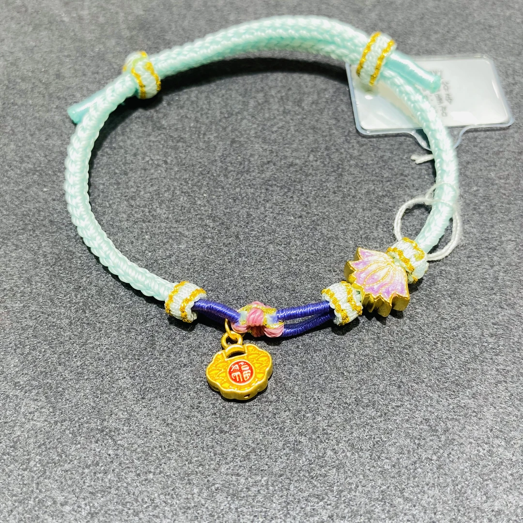 杨教授珠宝足金莲花手绳