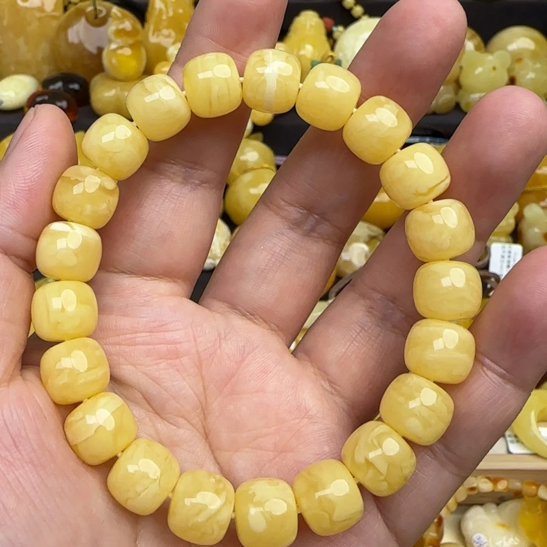 蜜蜡手链未镶嵌天然俄料妖花蜜蜡手串