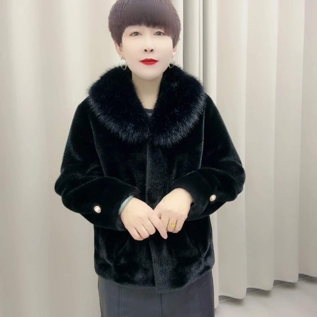 新款欧貂绒短款毛领【60衣长】休闲百搭款外套