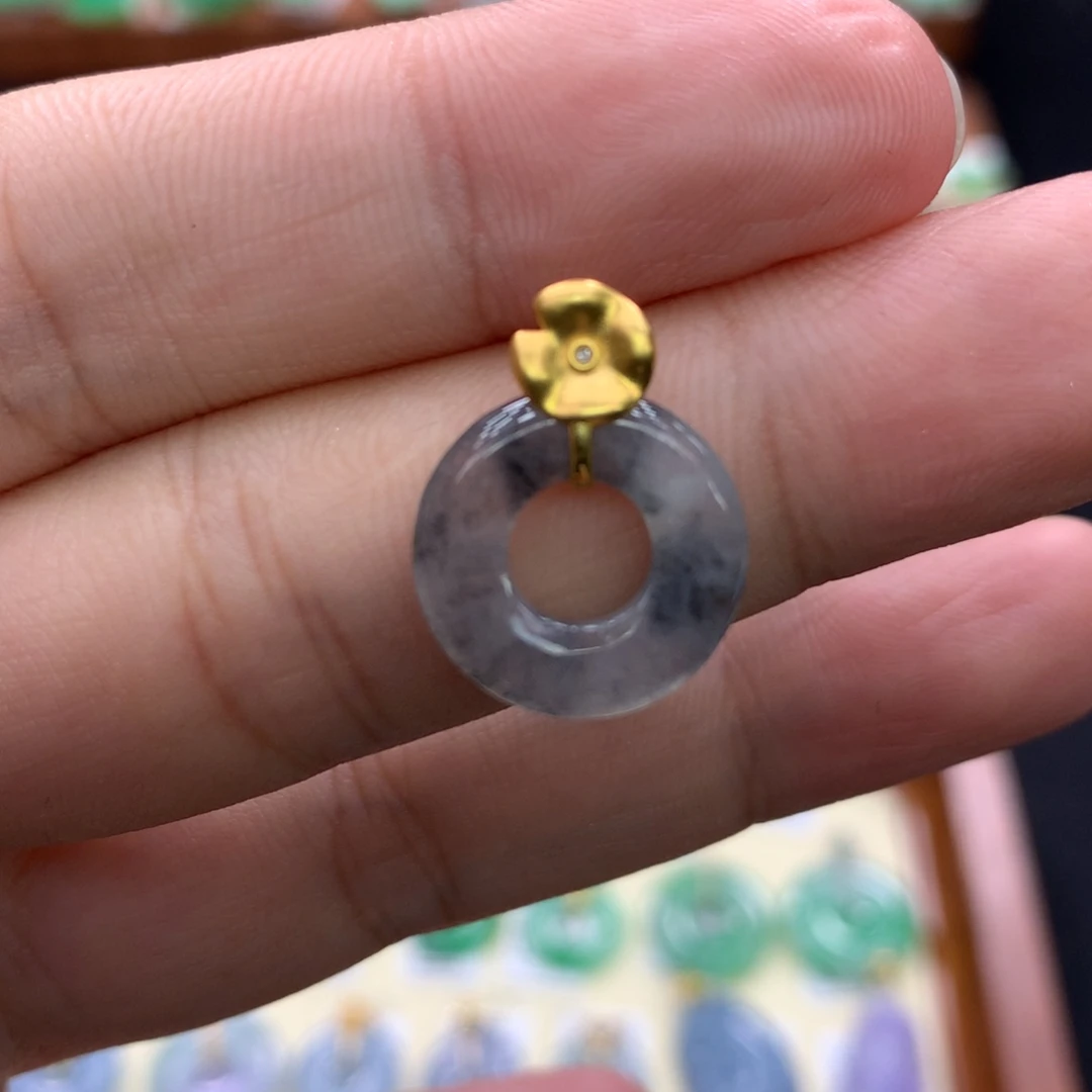 吊坠(不含链)18K金镶嵌翡翠