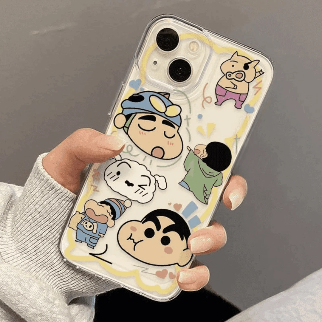 可爱小新风适配苹果1113PLUS1415PROMAX16手机全包软壳卡通睡衣主