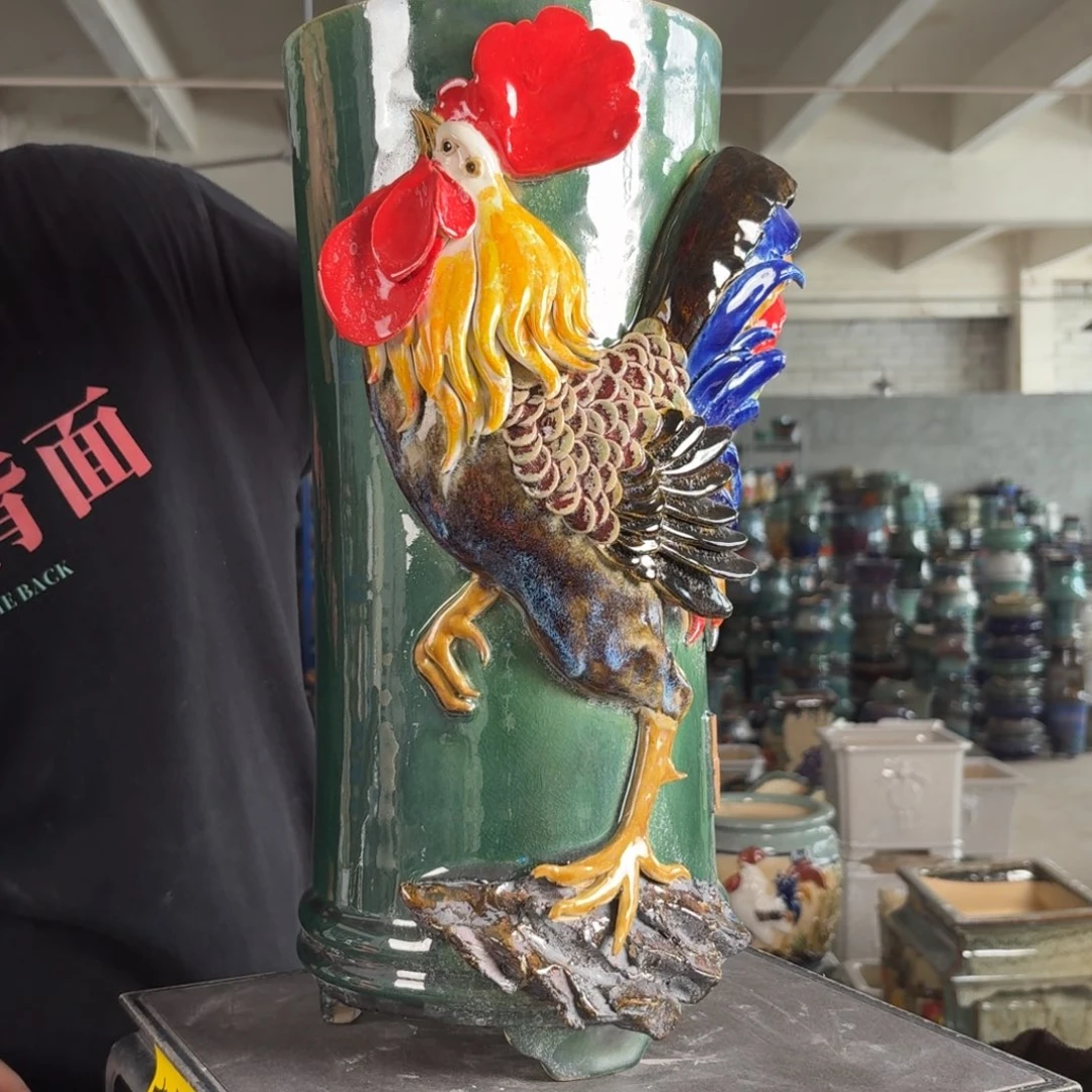 。一风堂石湾花盆 打磨痕迹 内16*38