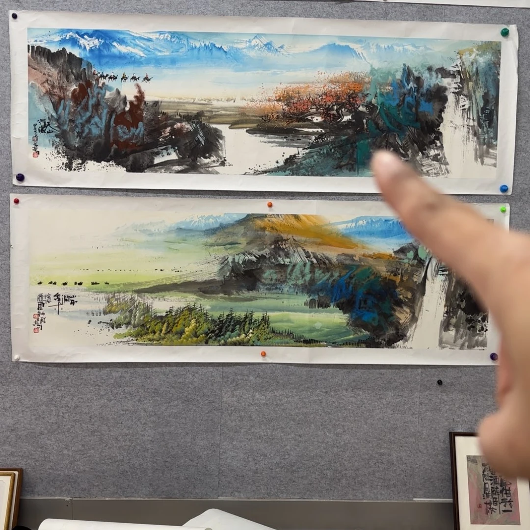 国画花鸟等图案为一体而得