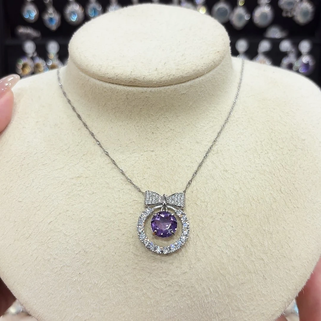 吊坠(赠链)银S925镶嵌紫晶