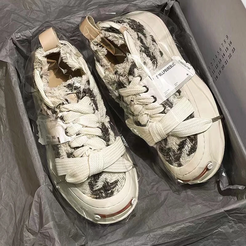 【高版本】檀健次开口笑帆布鞋男女同款情侣潮流百搭厚底小众休闲鞋