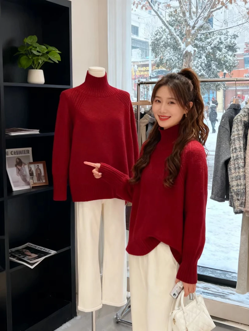 职业阿玛诗官2025秋冬季新款毛衣韩版宽松套头针织衫慵懒风上衣女