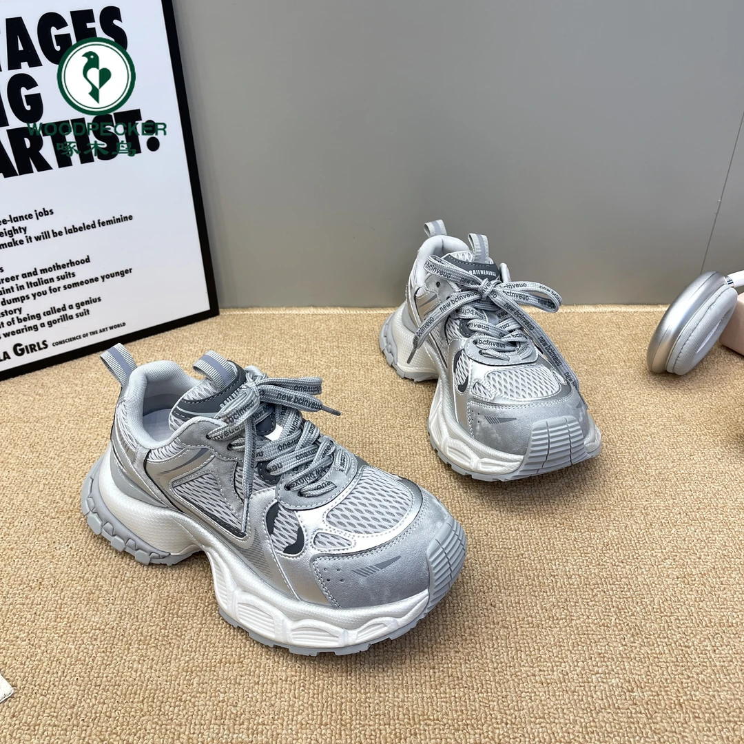 啄木鸟露思同款小怪兽老爹鞋2025秋季新款松糕底时尚系带款休闲鞋