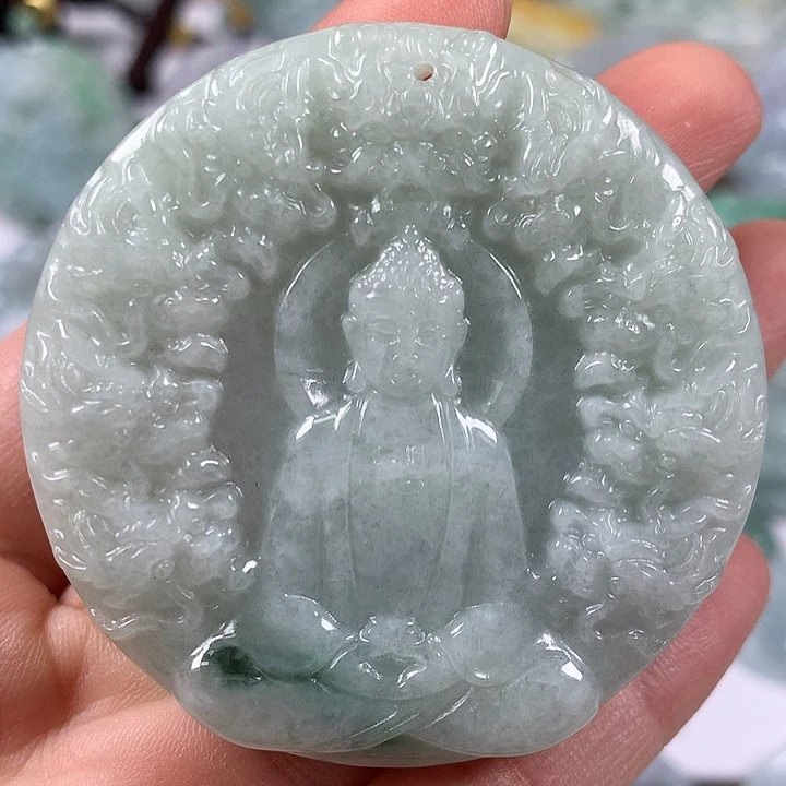 翡翠未镶嵌颈饰九龙大日如来两面工艺福利