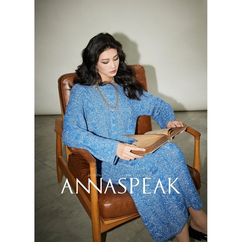 ANNASPEAK复古暖冬气质立体绞花针织套头长袖毛衣/微喇半裙秋冬