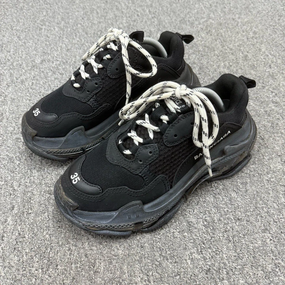 99新 Balenciaga/巴黎世家 14188258 Triples黑色气垫老爹鞋35码